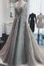 kamahe Deep V Neck Sleeveless Prom Dresses Long Party Gown with Appliques