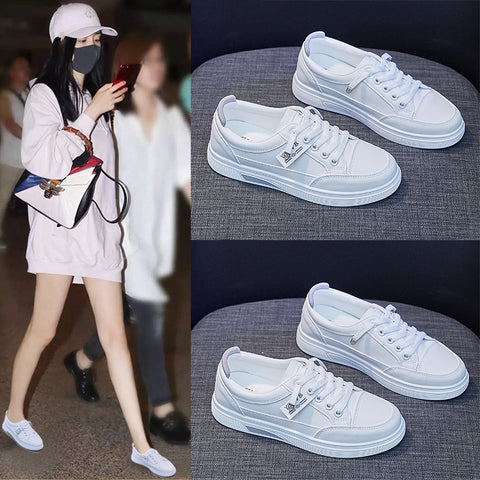 2025  Little white shoes women's  spring new breathable student board shoes ins Korean version flat-bottomed running casual shoes women's D201