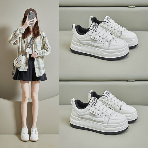 2025  spring little white shoes new Korean version ins female students height increase sports board shoes trendy casual shoes street shot Y8613