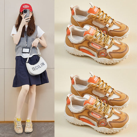 2025  ins tide Korean version of the new dad shoes girl  summer student sports running casual mesh breathable L0801-1