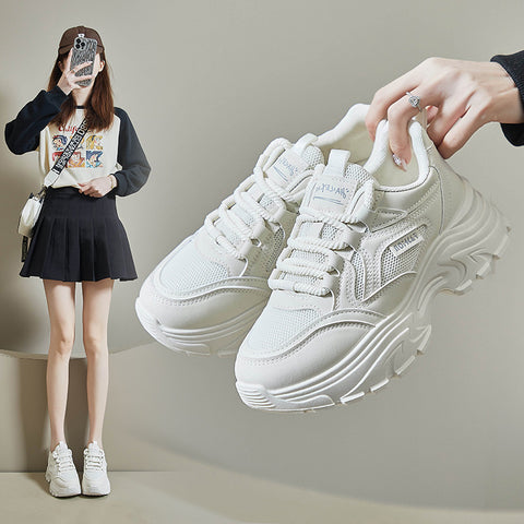 2025  ins Korean version of the new dad shoes for women  spring student sports running shoes casual thick soles increase 8821-2