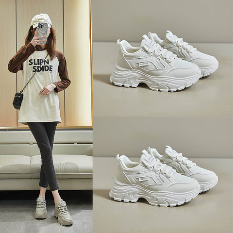 2025  ins Korean version of the new dad shoes for women  spring student sports running shoes casual thick soles increase 8821-2