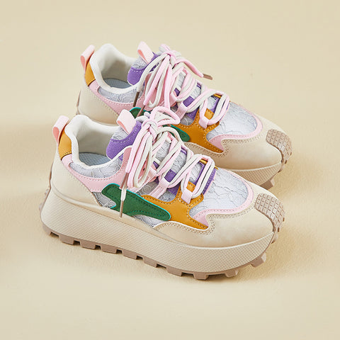 2025  ins Korean version of the new dad shoes for women  spring student sports running casual shoes platform height increase HL872-1