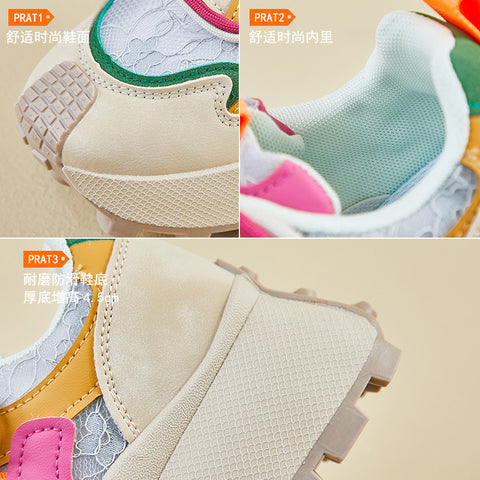 2025  ins Korean version of the new dad shoes for women  spring student sports running casual shoes platform height increase HL872-1