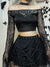 InsDoit Black Gothic Women's T-shirt Streetwear Spider Web Sexy See Through Long Sleeve Crop Top Bandage PU Patchwork Punk Tops
