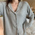 Spring Solid Pajama Sets Women Simple V-neck Long Sleeve Homewear M-3XL Casual Breathable Loose Single Breasted Pyjamas Luxury