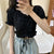 Blouses Shirts Women V-neck Summer Puff Sleeve Chic Korean Style Crop Top Pleated Lace-up Sweet Slender All-match Ins Womens New