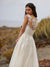 Bohemian Simple A Line Wedding Dresses V Neck Sleeveless Lace Applique Sweep Train For Women Weeding Gowns Sashes Custom