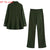 FP To Love Woman Olive Green Blazers Suit Vintage 2022SS Spring Autumn Casual Stylish Wide Leg Pants