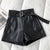 2022 New PU Leather Shorts Women Shorts All-match Sashes Wide Leg Short Ladies Sexy Leather Shorts Autumn Winter