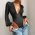 Women Bodysuit Sexy Black Deep V Neck Puff Sleeve Bodycon Jumpsuit  Elastic Casual Party Winter Bodysuits Body Tops dropshipping