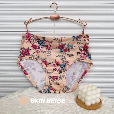 2022 New Plus Size Women Panti Sexy Lingerie Floral Printing Ladies‘ Panties Mid Waist Flower Big Briefs Underwear Pantys