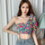 Summer New Women Chiffon Shirt Korean Floral Print Ruffled Irregular Top Slim Short Summer Ladies Blouse Tops