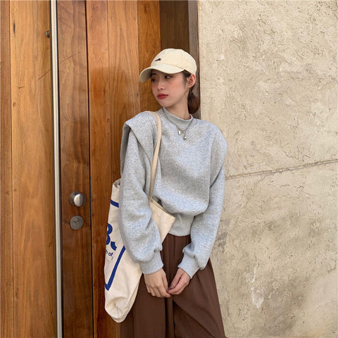 Sweatshirts Women Candy Colors Fake Two Pieces Clothing Lovely Girls All-match Students Stylish Ins Newly Spring Pullovers