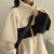 Alien Kitty Turn-down Collar Patchwork Faux Fur Coat Thicken Zipper Lantern Sleeve Lamb Wool Coat New Korean Basic Fashion