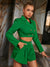 Glamaker Green 2 piece suits Office ladies crop blazer and ruffles Pleated shorts Buttons pocket club party fashion female sets