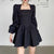 Fashion Elegant Chic Square Neck Vintage Puff Sleeve Black Women Mini Dress French Sexy Casual Party StreetWear New Year 2022