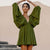 Sexy Low Cut Green Pleated Dresses Backless Lantern Sleeve Streetwear A-Line Autumn Dress Woman V-Neck High Waist Casual