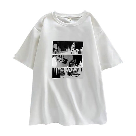 Women T-shirts Japanese Anime Attack On Titan Levi Ackerman Eye Punk Tops Summer Harajuku Oversized Gothic Short Sleeve Tshirt