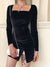 DFLlifes Sexy Women Dress Velvet Split Party Clubwear Long Sleeve Slim Female Dresses 2022 Hot Black Bodycon Solid Mini Vestidos