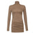 Brown Ribbed Knit Turtleneck Long Sleeve Winter Runched Dresses For Women 2022 Autumn Bodycon Lady Short Black Sheath Mini Dress