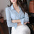 light blue blouse OL style shirts women POLO collar Long Sleeve Shirt Autumn Vinateg Blouses Korean Office Ladies Tops 12304