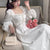 QWEEK Vintage Elegant Fairy Princess White Lace Dress Woman French Retro Square Collar Designer Slim Dress Autumn Clothes
