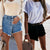 Summer Women&#39;s Straight Breasted Denim Shorts High Waist Button Fly Shorts Skirts Feminino