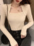 Women Sweater Pullover Long Sleeve Top Square Collar Casual Fashion Women&#39;s Jumper Sexy Knitted Sweater Women Pullover Tops