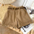 Corduroy Rolled Wide-leg Shorts Women Korean Retro Elastic Waist Loose Casual Short Pants With Belt Loose A line Shorts Femme