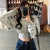 Lucyever Korean Style Women&#39;s Short Hoodies Fashion High Waist O-neck Long Sleeve Crop Top Female New Thick Warm Plush Pullovers