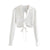 Women Sexy Fashion Back Open Bow Tie V-Neck Cropped Knitted Blouses Female Long Sleeve Short Shirts Girls Chic Tops