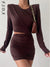 FSDA Hollow Out Bodycon Dress Mini Women Brown Autumn Winter Sexy O Neck Long Sleeve Elegant Party Dresses Black Club