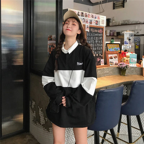 2022 Fashion Thick Hoodies Women Spring Autumn Polo Collar Women Pullovers Kpop Letter Long Sleeve Hoodie Sweatshirts Ropa Mujer