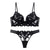 CINOON Sexy French Lace Embroidery Brassiere Lingerie Set Women&#39;s Underwear Set Push Up thin Bralette Deep V Bra and Panty Set