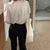 Korean Bubble Sleeve Loose Satin Button Lapel Shirt  Elegant Women Shirt Tops White New Chic Women Blouse Blusas Mujer 12635