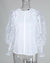 Women Fashion Polka Dot Sheer Mesh Lantern Sleeve Tops Ladies Solid Baggy Blouse Tee Shirts Plus Size XXL