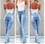 Women&#39;s High Waisted Jeans Skinny Ripped Boot Cut Denim Pants Sexy Push Up Flare Trousers Stretch Blue Bell Bottom Jean Female