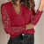 New Fashion 2022 Autumn Tops 5XL Plus Size Women Long Sleeve Lace Patchwork Blouse Oversize Casual Sexy V-Neck Black White Shirt