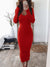 Forefair Winter Sexy Bodycon Midi Woman Dress Knitted Long Sleeve V Neck Party Elegant Robe Women&#39;s Dresses