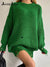 Jacuqeline O Neck Oversized Mini Knitted Women Sweater Dress Autumn Winter Long Sleeve Elegant Street Casual Loose Dresses