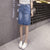 Zoki Korean loose women denim midi skirt summer A-line blue female jeans vintage casual harajuku cotton skirt plus size 5XL