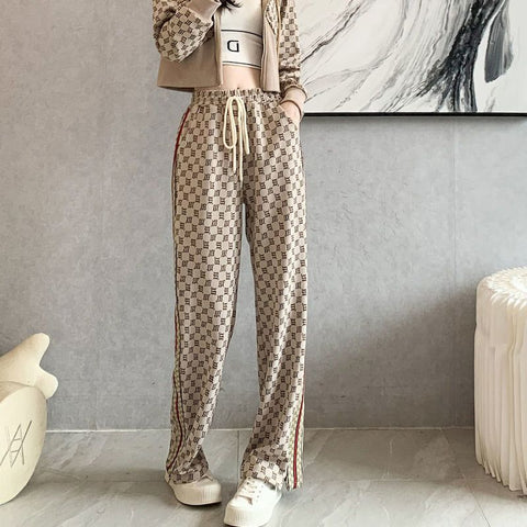 Womens Casual Sports Suits 2022 Autumn New Fashion Cardigan Hooded Jacket Wide Leg Pants 2 Piece Sets Aesthetic Set Women Trend