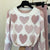 Fashion Women Sweater 2 Piece Sets Chic Knit Embroidery Bead Heartshape Pullovers Top + Spring Harem Pants Sport Tracksuits Suit