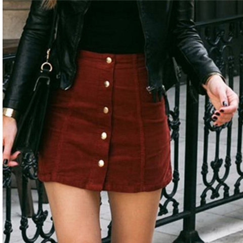 Women Casual Skirt 2022 Party Mini Womens High Waist Short Skirts Autumn Winter Button bodycon Lace Up Suede Leather Skirt