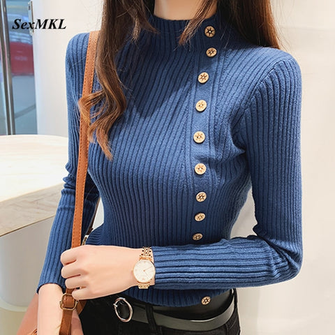 Women Knitted Winter Pullovers 2022 Fashion Long Sleeve White Black Sweaters Turtleneck Korean Clothes Elegant Pink Ladies Tops