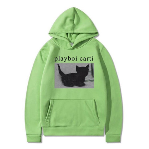 Playboi Carti Women Sweatshirts Funny Cat Print Hoodies Harajuku Pullovers Streetwear Unisex Winter Fleece Warm Woman Clothing