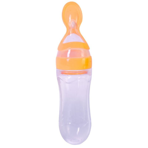 Newborn Baby Squeezing Feeding Bottle Silicone Training Rice Spoon Infant Cereal Food Supplement Feeder Safe Tableware Tools