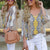 Women&#39;s V Neck summer printed Flora lace Up chiffon blouse Ladies Long Sleeve Shirts blusas mujer de moda  Tops