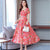 Women&#39;s fashion floral dress waist long short sleeve a word  casual wear